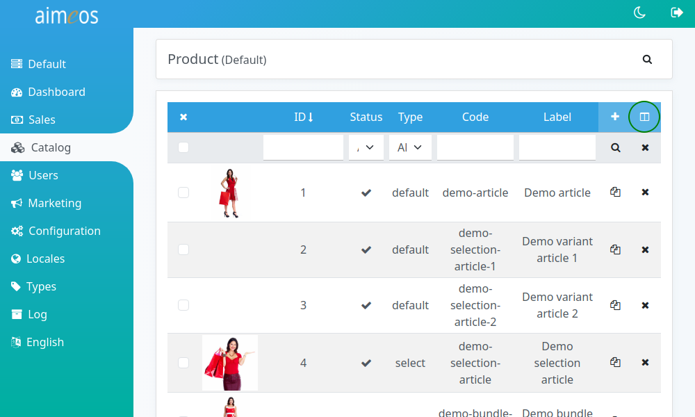 Changing columns shown