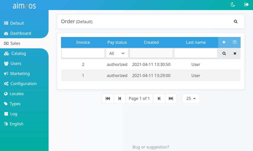 Order list