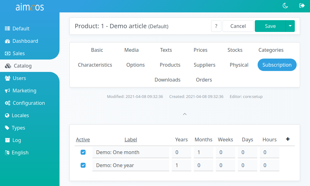 Subscription periods