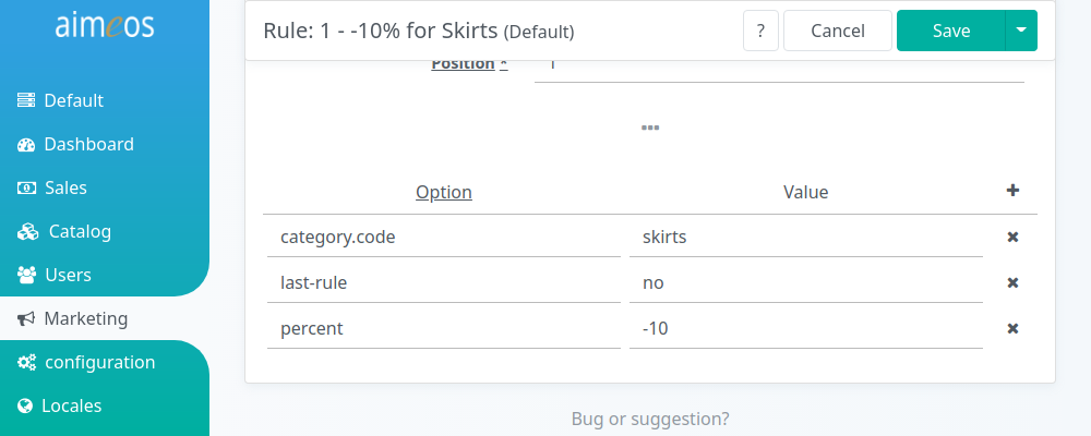 Rule configuration