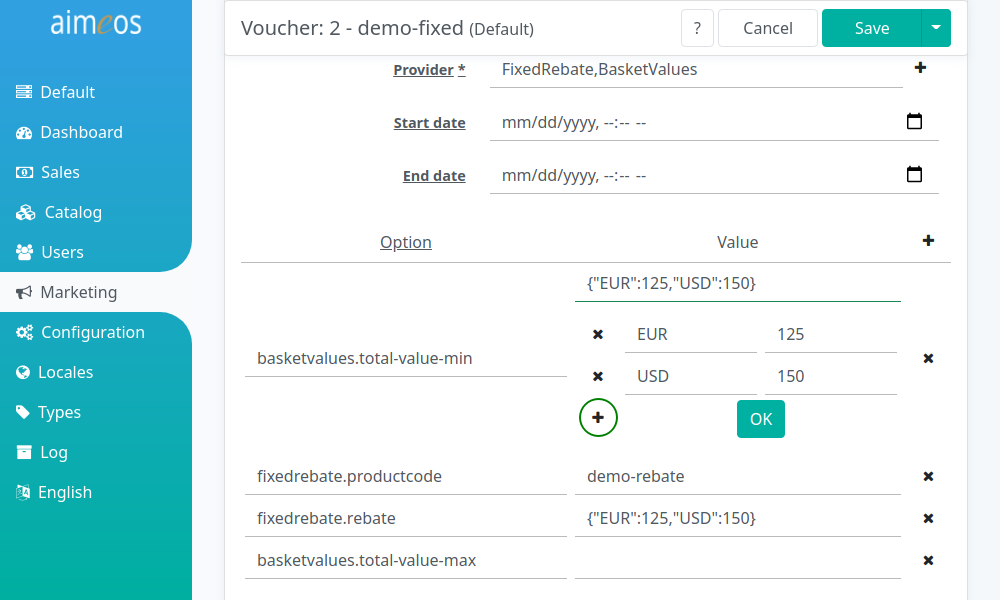 Enter values