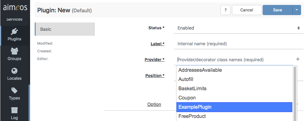 Check if new plugin exists in *Provider* drop-down list