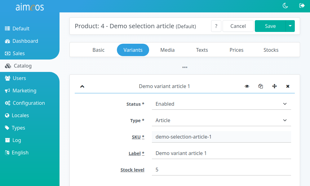Create selection product
