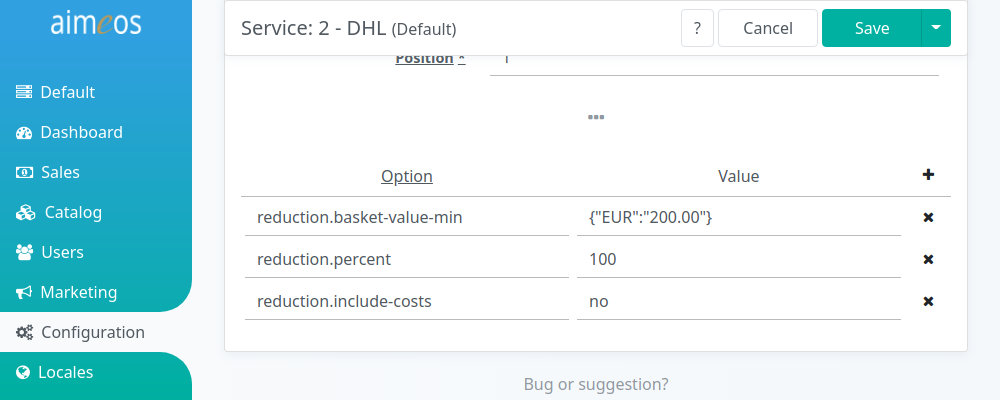 Service configuration