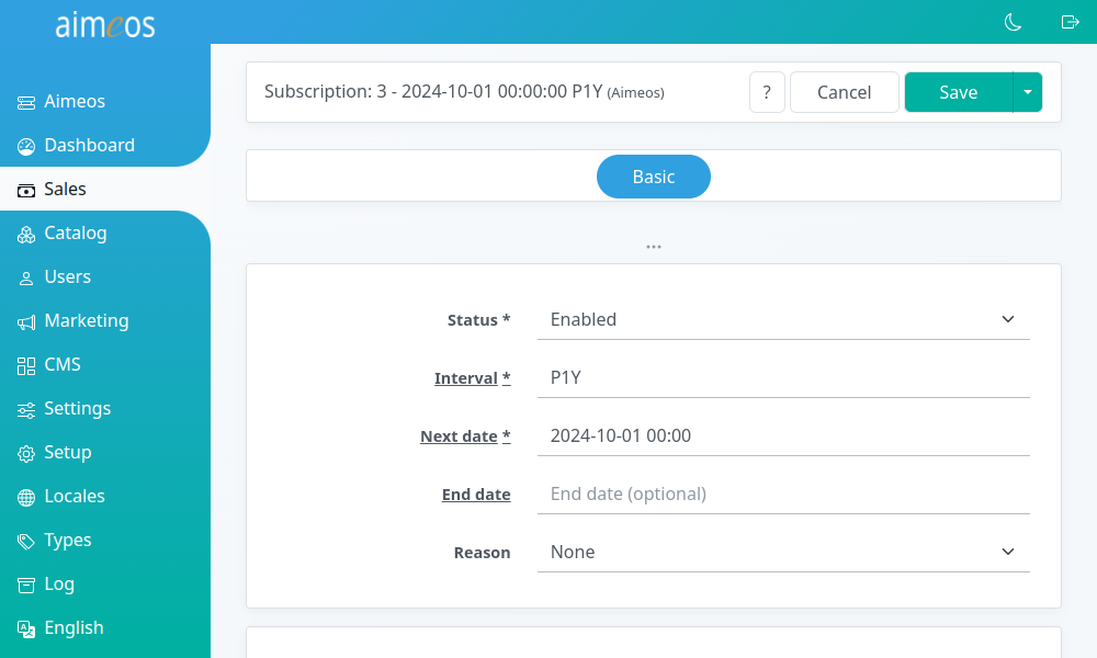 Subscription details