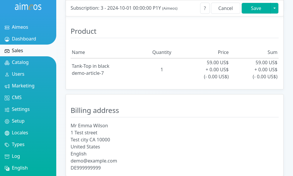 Subscription details