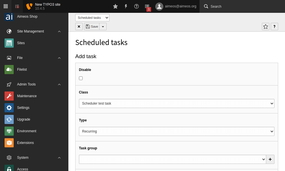 Aimeos scheduler task