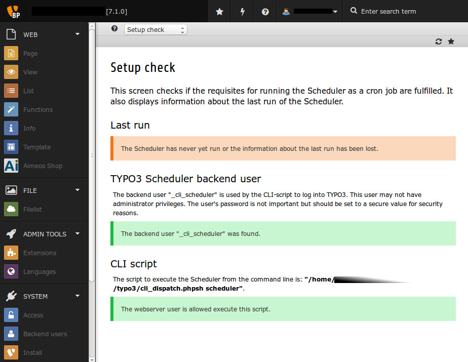 after fresh installation typo3 and aimeos_dist with running cronjob and configured tasks like described in Manual